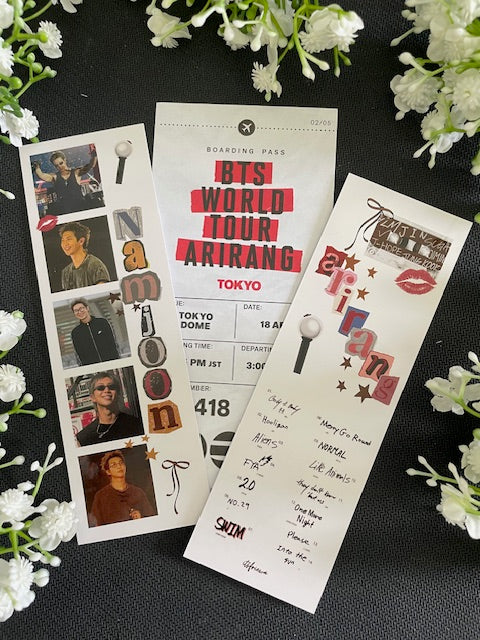 RM BTS Bookmark Ticket Design Kpop Merch