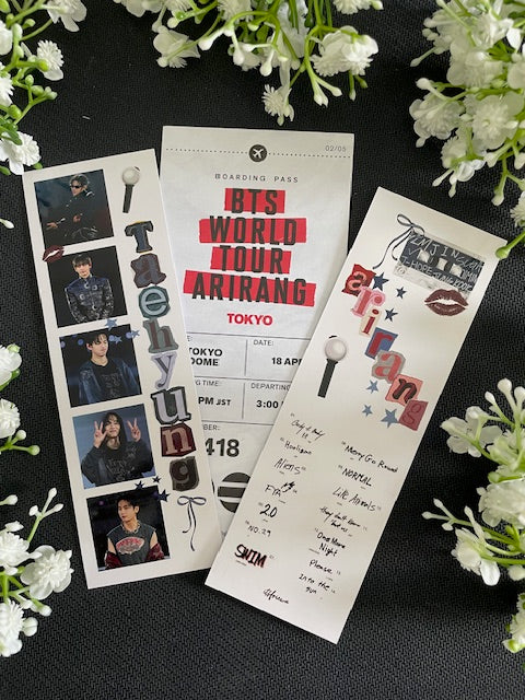 Taehyung BTS Bookmark Ticket Design Kpop Merch
