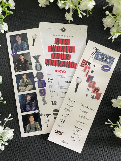 Suga BTS Bookmark Ticket Design Kpop Merch